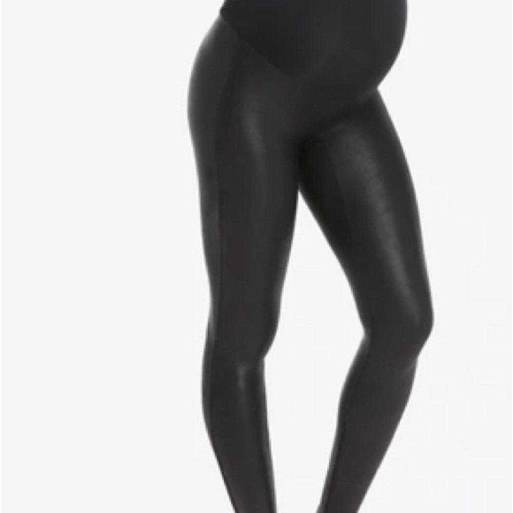 SPANX Black Maternity Faux Leather Leggings
